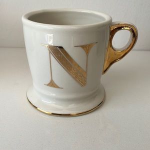 Anthropologie Gold Monogram “N” mug